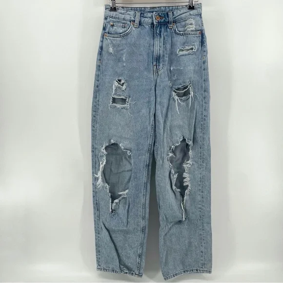 H&M Jeans Hm Denim Womens Loose Straight High Waist Jeans Blue